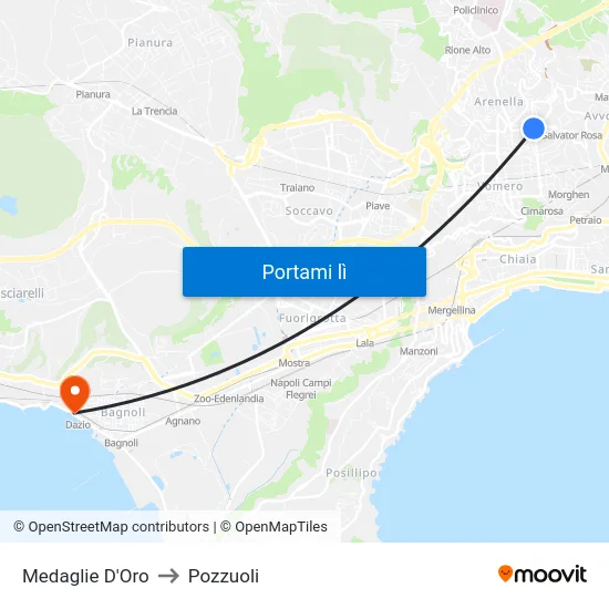 Medaglie D'Oro to Pozzuoli map