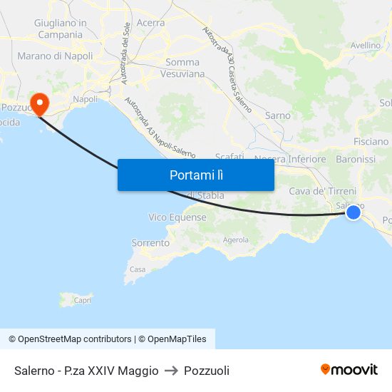 Salerno - P.za XXIV Maggio to Pozzuoli map