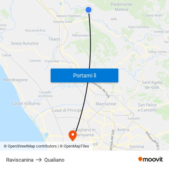 Raviscanina to Qualiano map