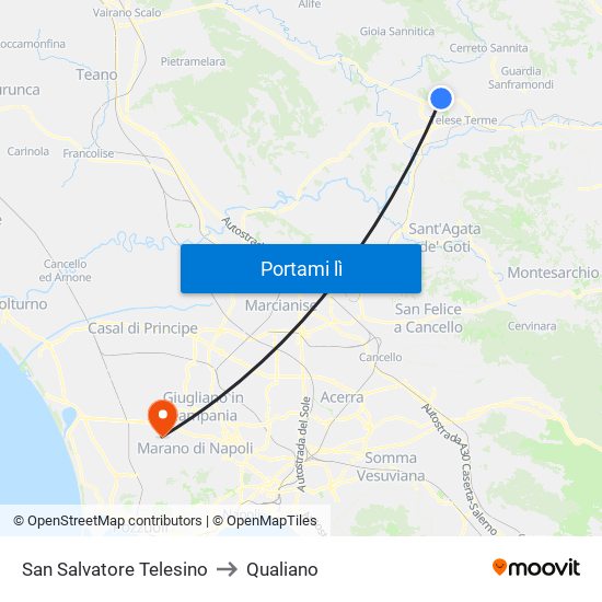 San Salvatore Telesino to Qualiano map