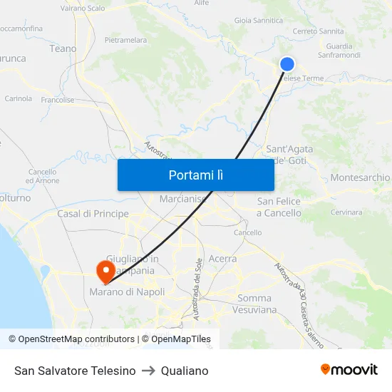 San Salvatore Telesino to Qualiano map