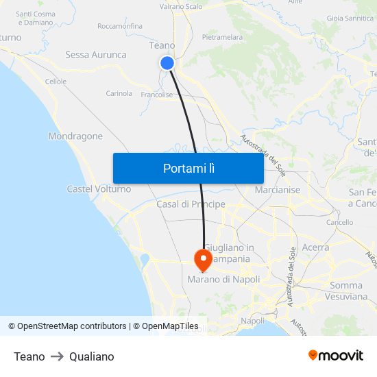 Teano to Qualiano map
