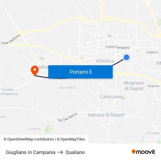 Giugliano In Campania to Qualiano map