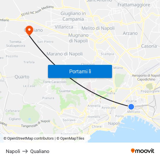 Napoli to Qualiano map