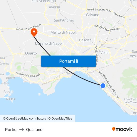 Portici to Qualiano map