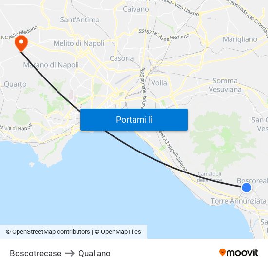 Boscotrecase to Qualiano map