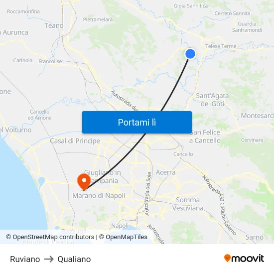 Ruviano to Qualiano map