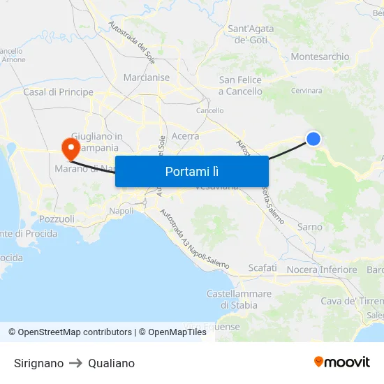 Sirignano to Qualiano map