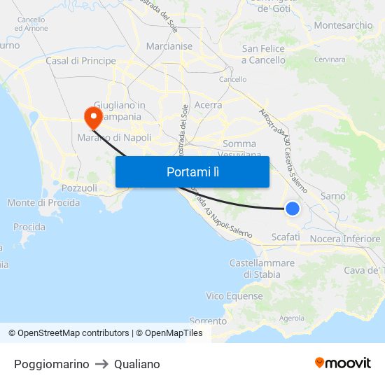 Poggiomarino to Qualiano map