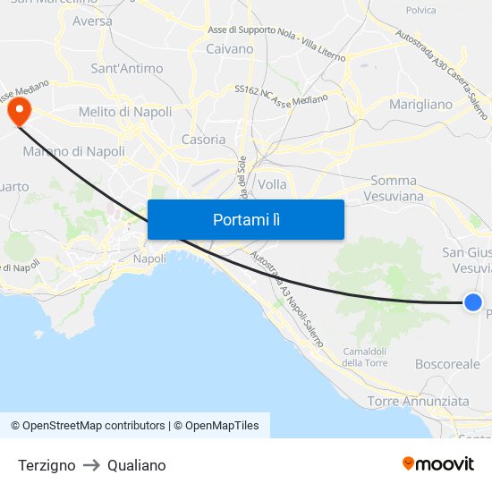 Terzigno to Qualiano map