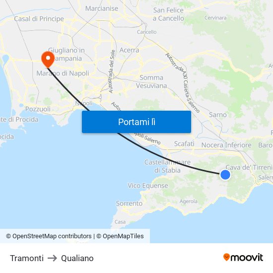 Tramonti to Qualiano map