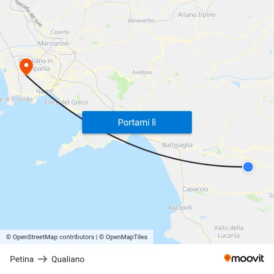 Petina to Qualiano map