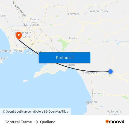 Contursi Terme to Qualiano map