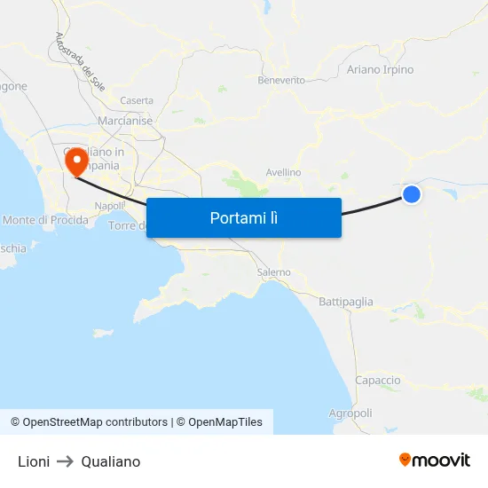 Lioni to Qualiano map