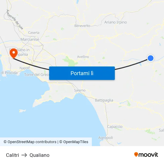 Calitri to Qualiano map