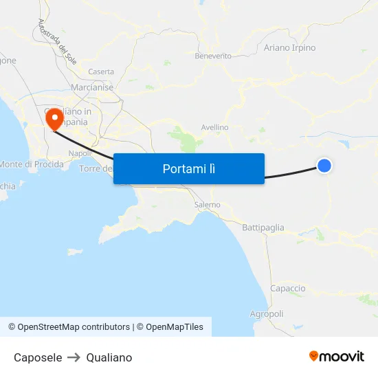 Caposele to Qualiano map