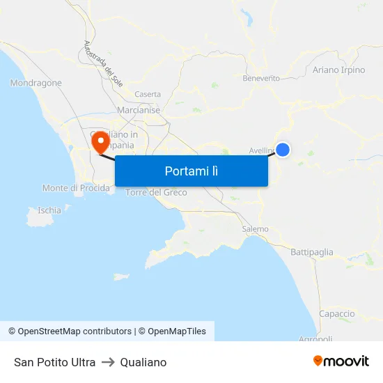 San Potito Ultra to Qualiano map