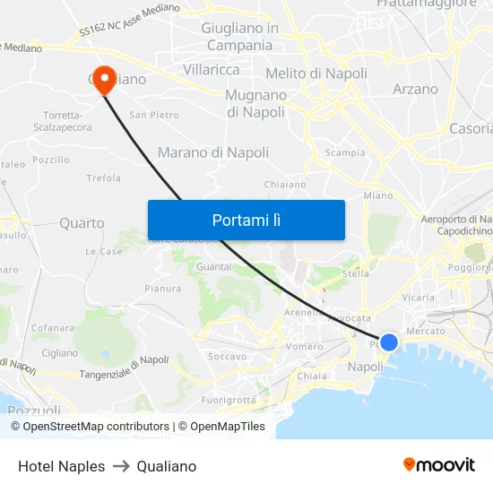 Hotel Naples to Qualiano map