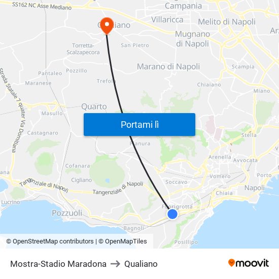 Mostra-Stadio Maradona to Qualiano map