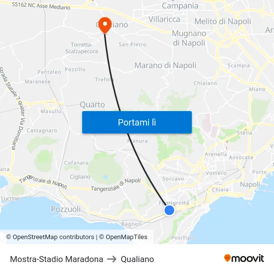 Mostra-Stadio Maradona to Qualiano map