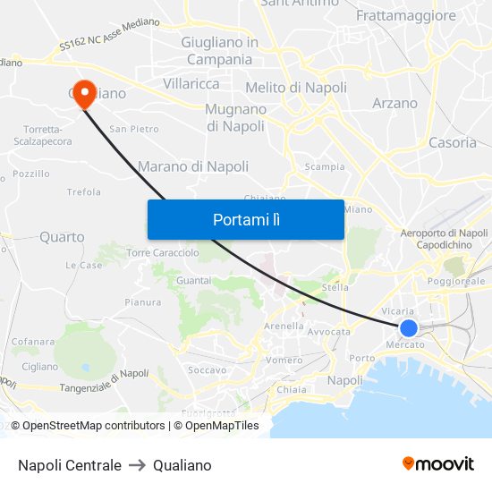 Napoli Centrale to Qualiano map