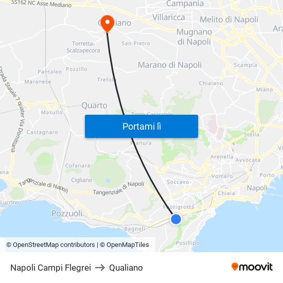 Napoli Campi Flegrei to Qualiano map