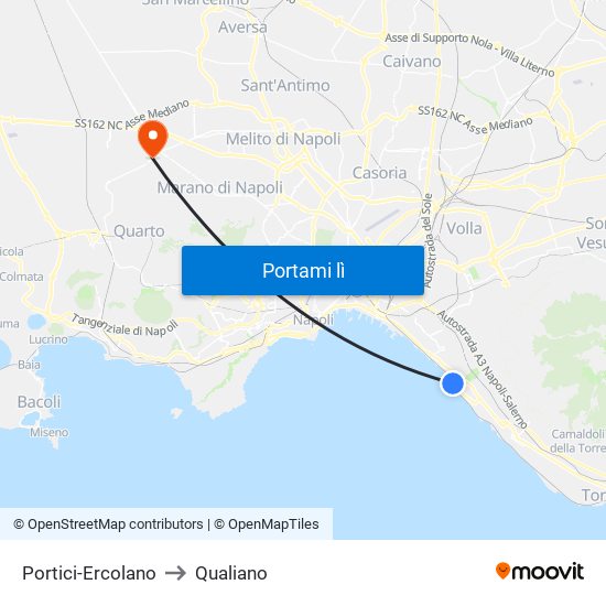 Portici-Ercolano to Qualiano map