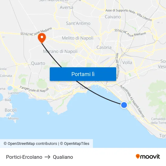 Portici-Ercolano to Qualiano map