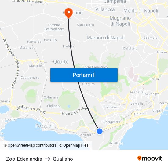 Zoo-Edenlandia to Qualiano map