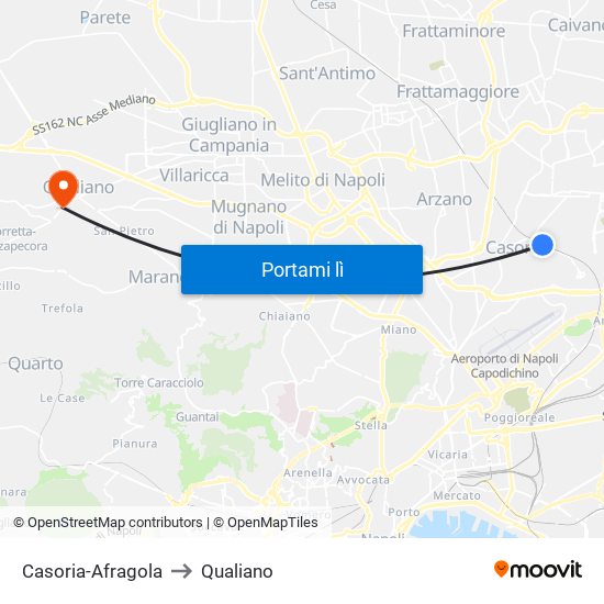 Casoria-Afragola to Qualiano map