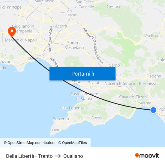 Della Libertà - Trento to Qualiano map