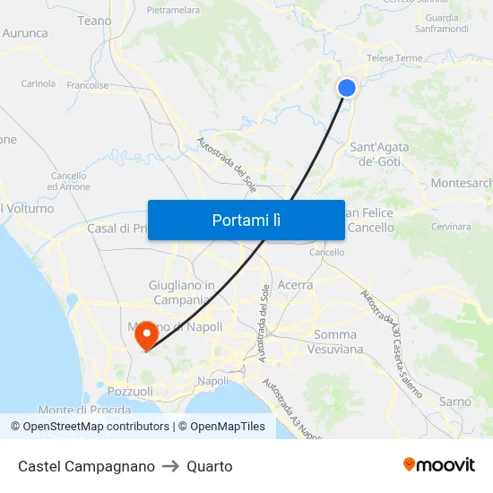 Castel Campagnano to Quarto map