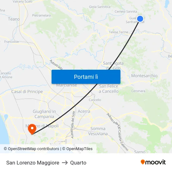 San Lorenzo Maggiore to Quarto map