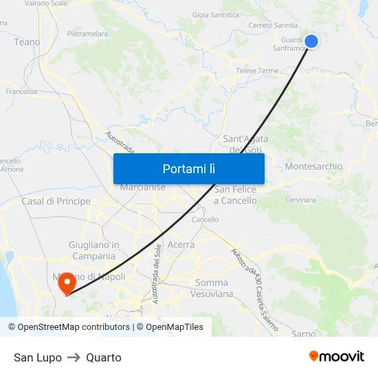 San Lupo to Quarto map
