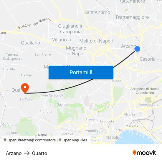 Arzano to Quarto map