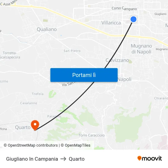 Giugliano In Campania to Quarto map
