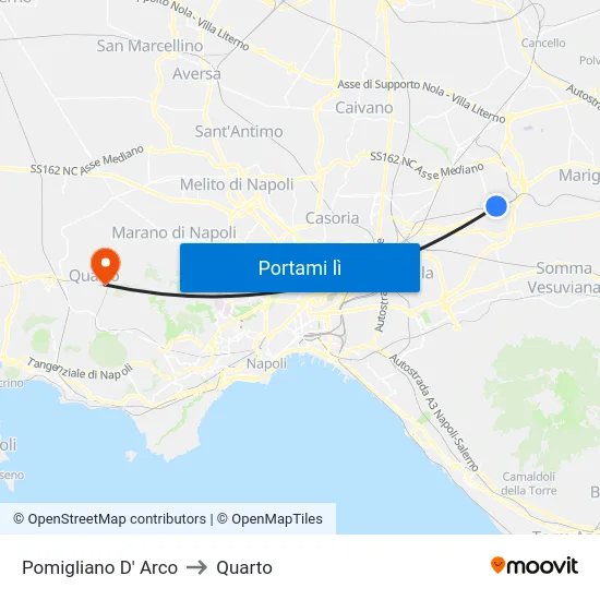 Pomigliano D' Arco to Quarto map