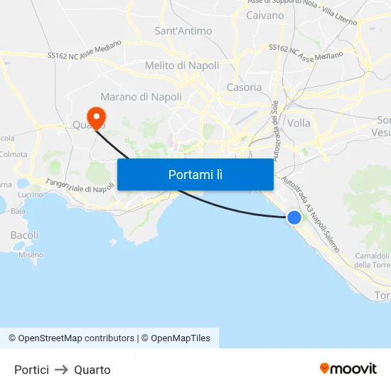 Portici to Quarto map