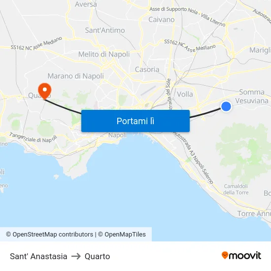 Sant' Anastasia to Quarto map