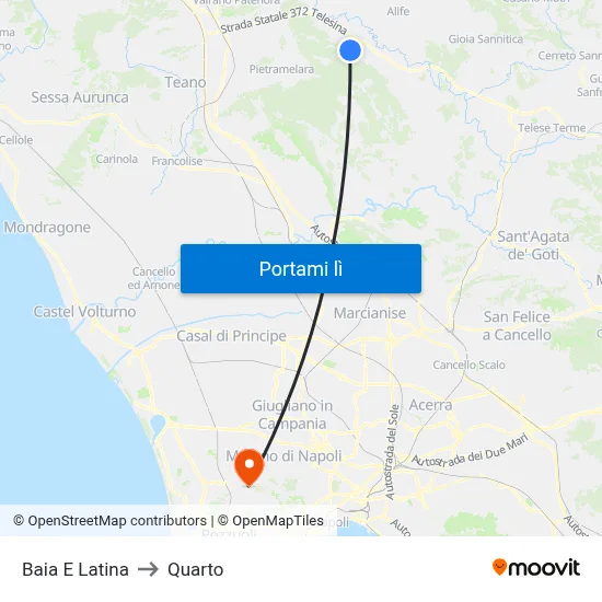 Baia E Latina to Quarto map