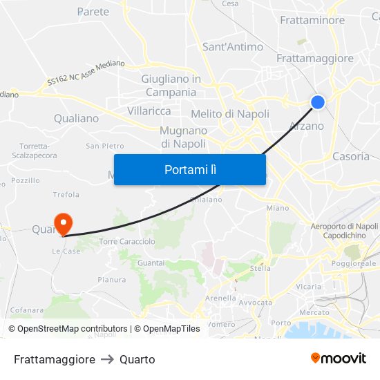 Frattamaggiore to Quarto map