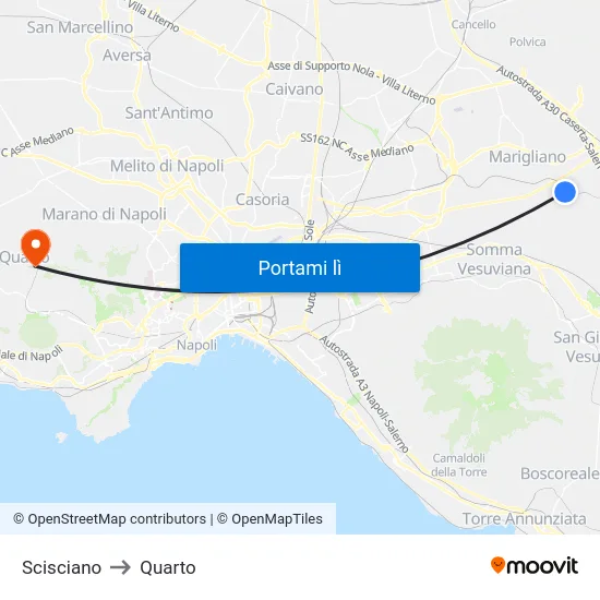 Scisciano to Quarto map