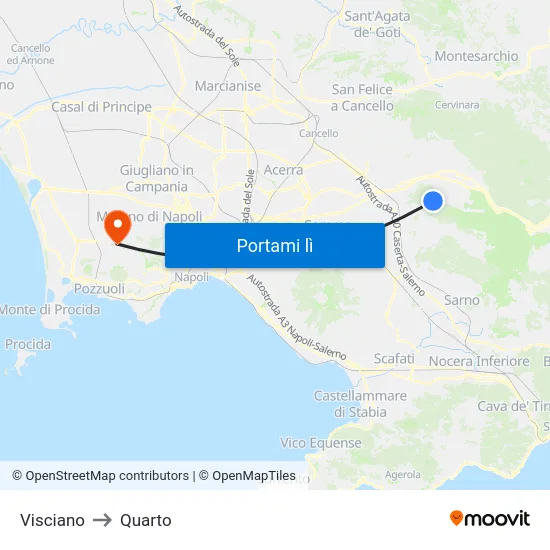 Visciano to Quarto map