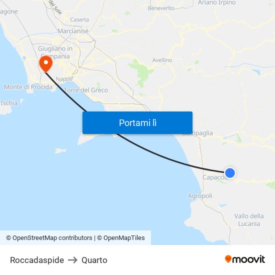 Roccadaspide to Quarto map