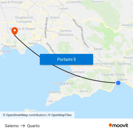 Salerno to Quarto map