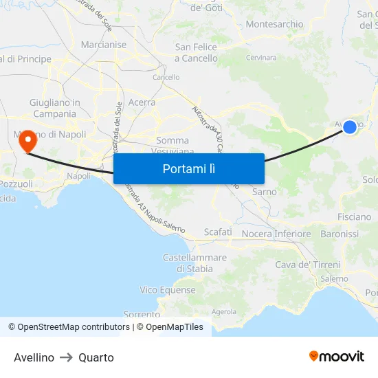 Avellino to Quarto map