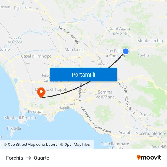 Forchia to Quarto map