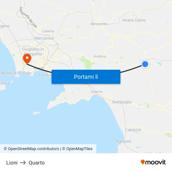 Lioni to Quarto map