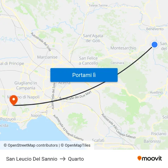 San Leucio Del Sannio to Quarto map