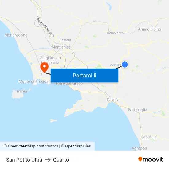 San Potito Ultra to Quarto map